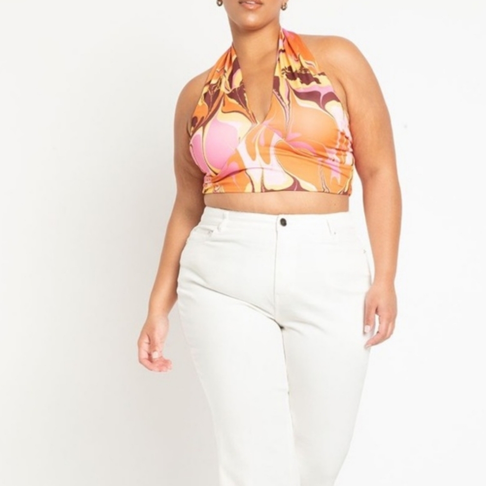 NWT Eloquii Crossover Halter Crop Top